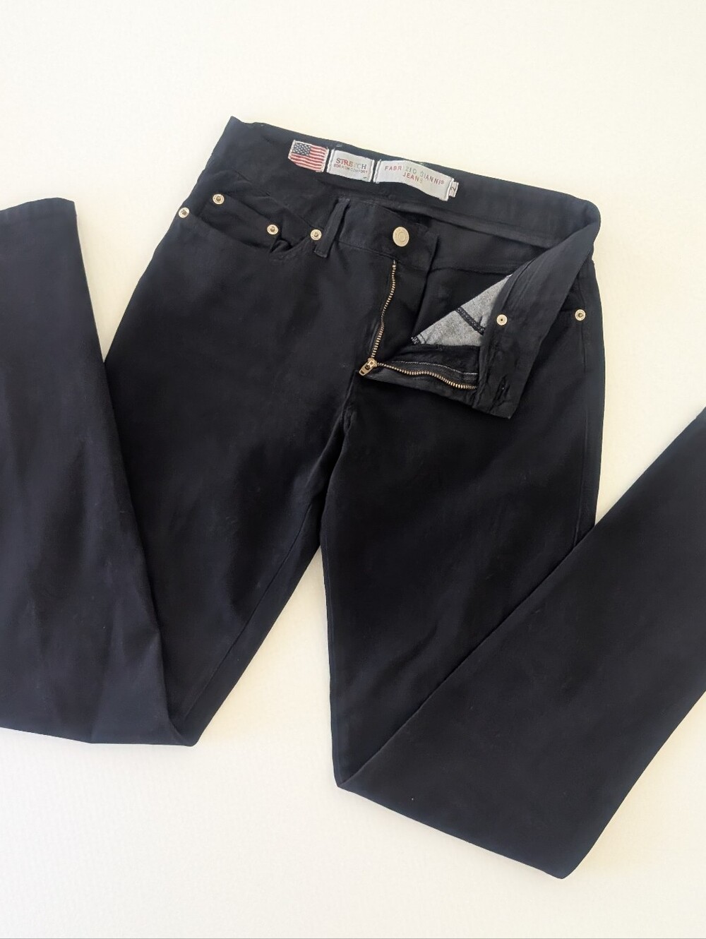 Fabrizio Gianni Jeans Womens Black Stretch Straight Leg Mid Rise Made in USA 2